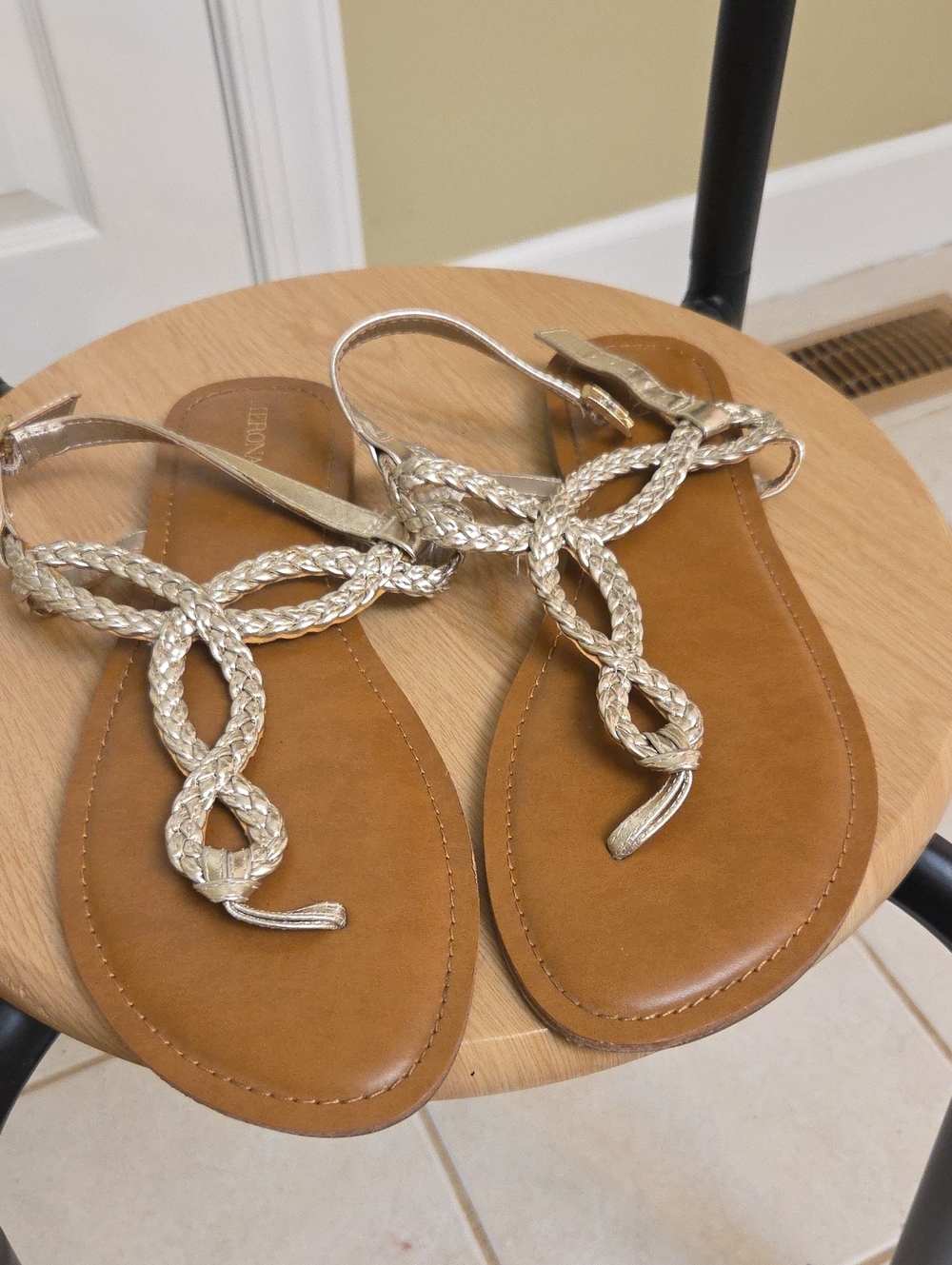 Target Gold Braided T-Strap Sandals